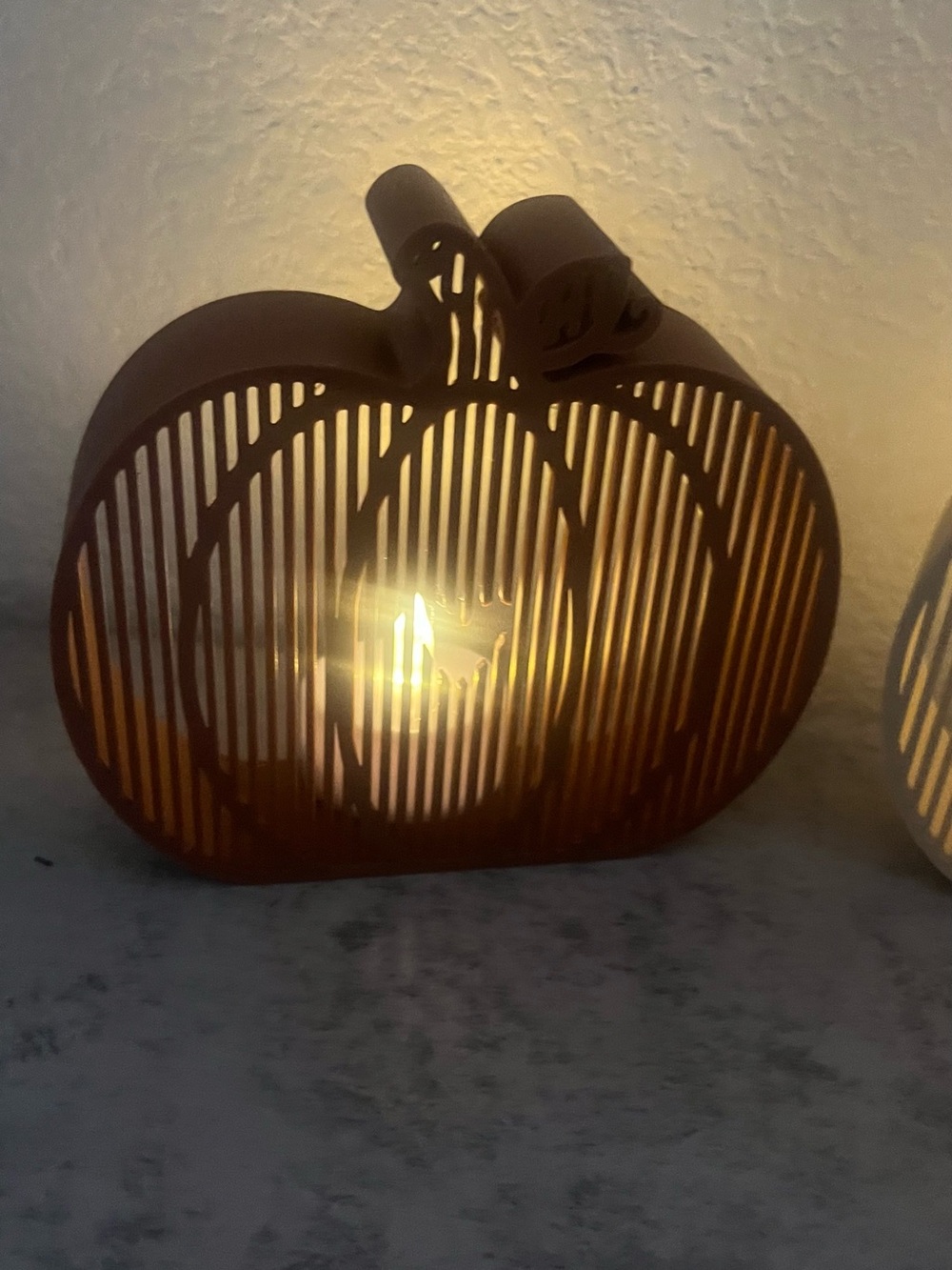 Decorative Pumpkin Tealight Lanterns - Brown and Cream - Picture 7 of 8